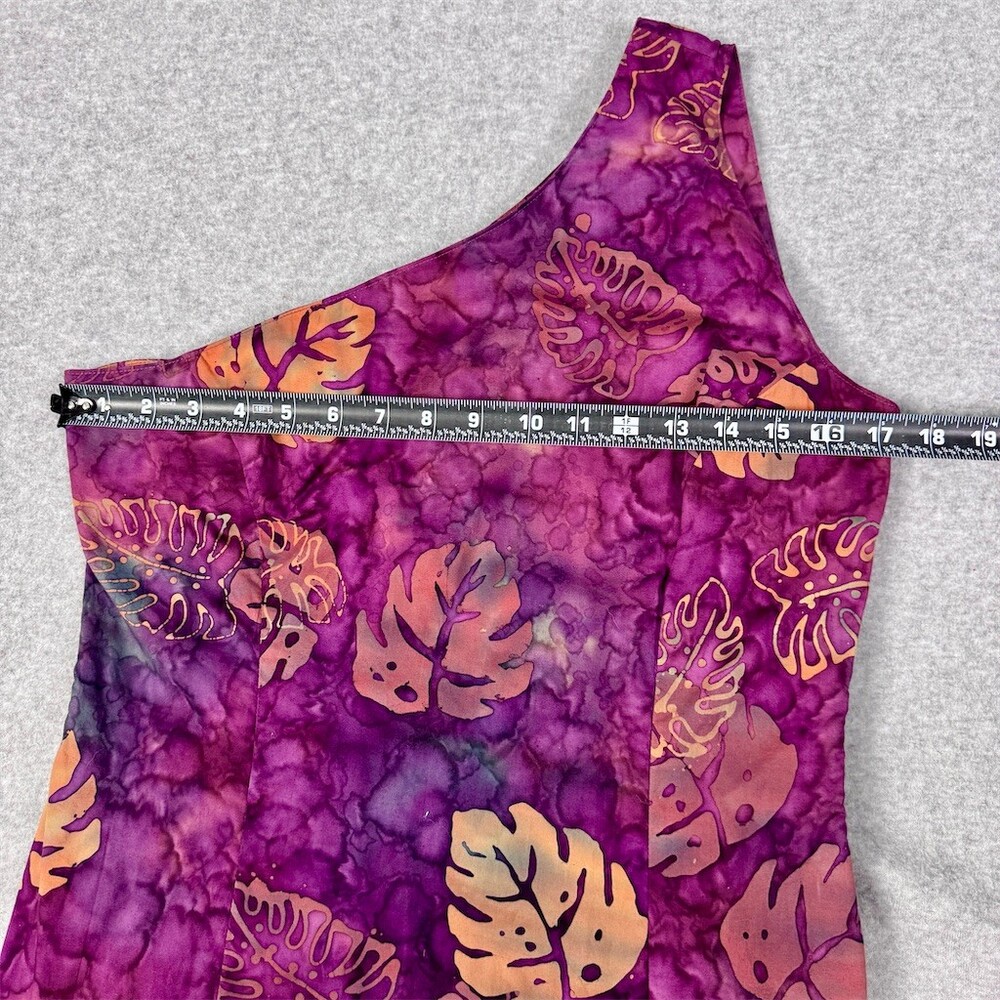 TropiCouture Womens Cotton Maxi Dress Size M Purple Batik Tropical Leaf One - Picture 6 of 11